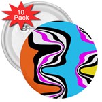 Liquid Warp Background Orange Blue 3  Buttons (10 pack) 