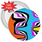 Liquid Warp Background Orange Blue 3  Buttons (100 pack) 
