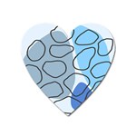 Boho Blue Deep Blue Artwork Heart Magnet