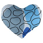 Boho Blue Deep Blue Artwork Large 19  Premium Heart Shape Cushions