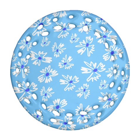 Flowers Pattern Print Floral Cute Round Filigree Ornament (Two Sides) from UrbanLoad.com Front