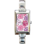 Violet Floral Pattern Rectangle Italian Charm Watch