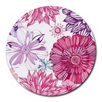 Violet Floral Pattern Round Mousepad