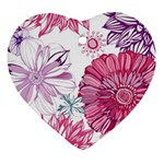 Violet Floral Pattern Ornament (Heart)