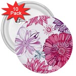 Violet Floral Pattern 3  Buttons (10 pack) 