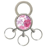 Violet Floral Pattern 3-Ring Key Chain