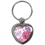 Violet Floral Pattern Key Chain (Heart)