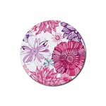 Violet Floral Pattern Rubber Round Coaster (4 pack)