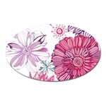 Violet Floral Pattern Oval Magnet