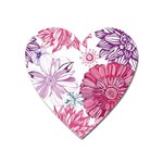 Violet Floral Pattern Heart Magnet