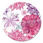 Violet Floral Pattern Magnet 5  (Round)