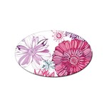 Violet Floral Pattern Sticker Oval (10 pack)