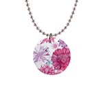 Violet Floral Pattern 1  Button Necklace