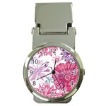 Violet Floral Pattern Money Clip Watches