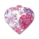 Violet Floral Pattern Dog Tag Heart (One Side)