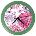 Violet Floral Pattern Color Wall Clock