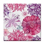 Violet Floral Pattern Face Towel