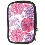 Violet Floral Pattern Compact Camera Leather Case