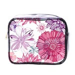 Violet Floral Pattern Mini Toiletries Bag (One Side)