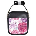 Violet Floral Pattern Girls Sling Bag
