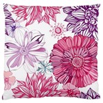 Violet Floral Pattern Standard Premium Plush Fleece Cushion Case (One Side)