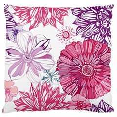 Violet Floral Pattern Standard Premium Plush Fleece Cushion Case (Two Sides) from UrbanLoad.com Front