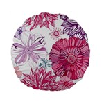 Violet Floral Pattern Standard 15  Premium Flano Round Cushions