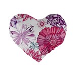 Violet Floral Pattern Standard 16  Premium Flano Heart Shape Cushions