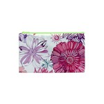 Violet Floral Pattern Cosmetic Bag (XS)