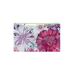 Violet Floral Pattern Cosmetic Bag (XS) from UrbanLoad.com Back