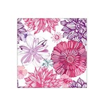 Violet Floral Pattern Satin Bandana Scarf 22  x 22 