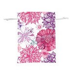 Violet Floral Pattern Lightweight Drawstring Pouch (L)