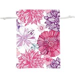 Violet Floral Pattern Lightweight Drawstring Pouch (XL)