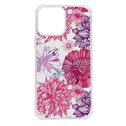 Violet Floral Pattern iPhone 13 Pro Max TPU UV Print Case from UrbanLoad.com Front