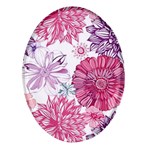 Violet Floral Pattern Oval Glass Fridge Magnet (4 pack)