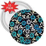 Blue Flower Floral Flora Naure Pattern 3  Buttons (10 pack) 