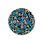 Blue Flower Floral Flora Naure Pattern Rubber Round Coaster (4 pack)