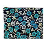 Blue Flower Floral Flora Naure Pattern Cosmetic Bag (XL)