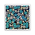 Blue Flower Floral Flora Naure Pattern Memory Card Reader (Square)