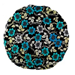 Blue Flower Floral Flora Naure Pattern Large 18  Premium Round Cushions from UrbanLoad.com Back