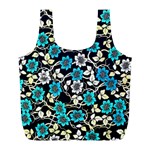 Blue Flower Floral Flora Naure Pattern Full Print Recycle Bag (L)