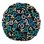 Blue Flower Floral Flora Naure Pattern Large 18  Premium Flano Round Cushions