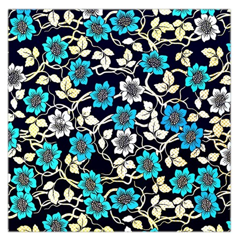 Blue Flower Floral Flora Naure Pattern Square Satin Scarf (36  x 36 ) from UrbanLoad.com Front
