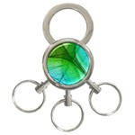 3d Leaves Texture Sheet Blue Green 3-Ring Key Chain