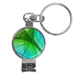 3d Leaves Texture Sheet Blue Green Nail Clippers Key Chain