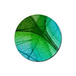 3d Leaves Texture Sheet Blue Green Rubber Round Coaster (4 pack)