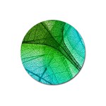 3d Leaves Texture Sheet Blue Green Magnet 3  (Round)