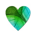 3d Leaves Texture Sheet Blue Green Heart Magnet