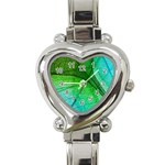 3d Leaves Texture Sheet Blue Green Heart Italian Charm Watch