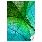 3d Leaves Texture Sheet Blue Green Canvas 12  x 18 